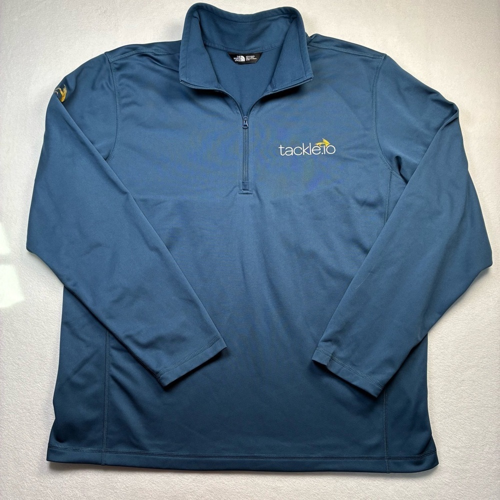 The North Face 1/4 Zip Pullover Long Sleeve “Tackle.io” Logo Teal Men’s XL